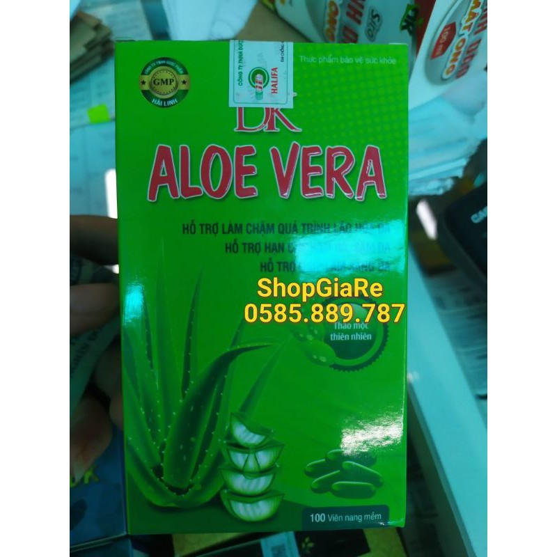 DK ALOE VERA Green Viên uống đẹp da, dưỡng da, giúp dưỡng ẩm, chống lão hóa và tái tạo da chai 100 viên