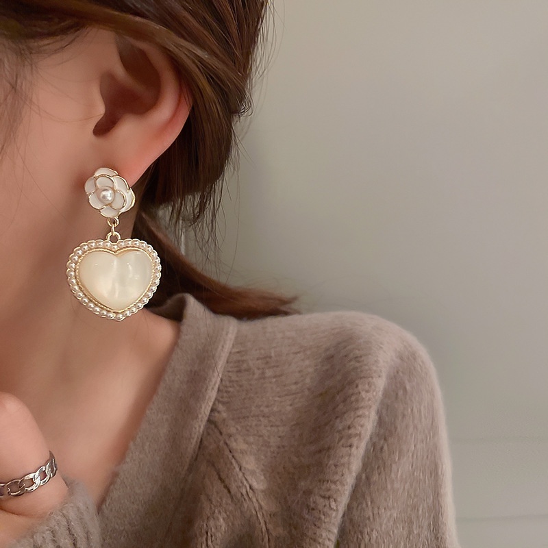 Bông Tai Bạc 925 Hình Hoa Đính Ngọc Trai Phong Cách Hàn Quốc Ngọt Ngào Thời Trang