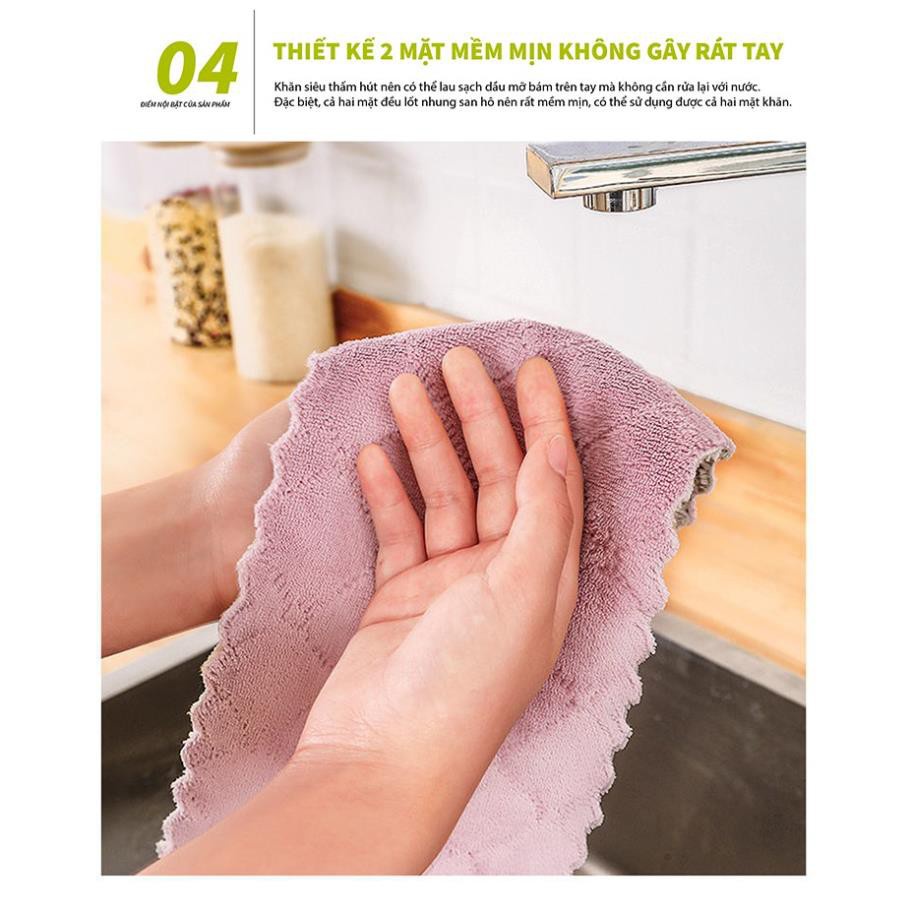 Khăn Lau 2 Mặt Siêu Thấm Hút Nước Đa Năng Siêu Mềm Mịn Vải Không Xù - AZ Store