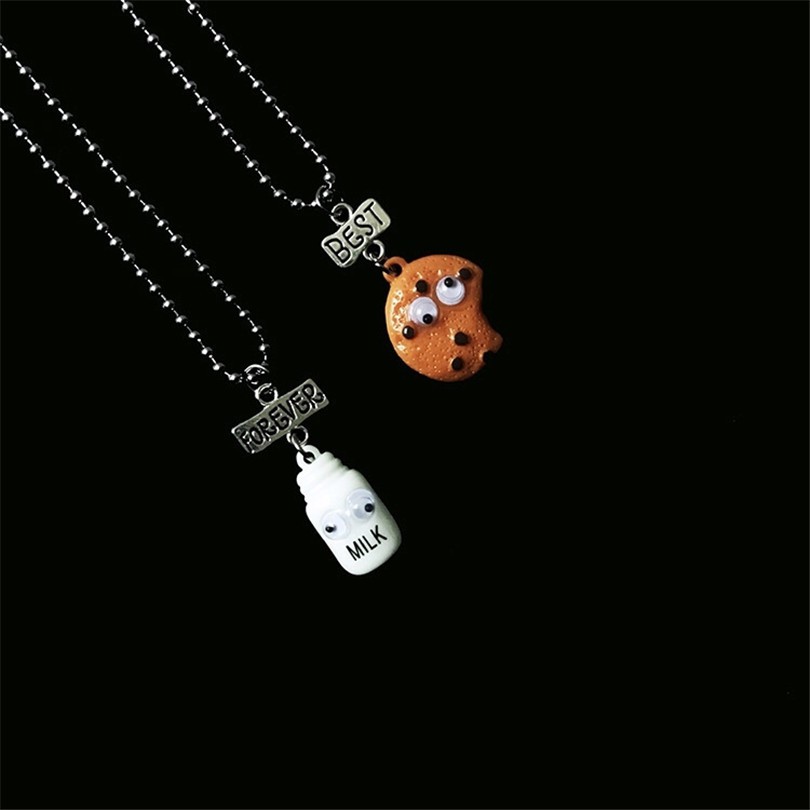 Vòng Cổ Cặp Đôi 123955Dây Chuyền Mặt Hình Bánh Quy Sữa Thời Trang Hàn Quốc
