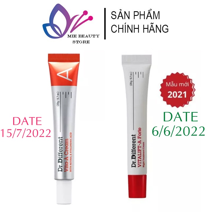 Kem Retinal Dr Different Vita A Cream 0.1% 0.05% Hàn Quốc, Kem Dưỡng Retinol Giữ Ẩm Căng Bóng Da Chính Hãng