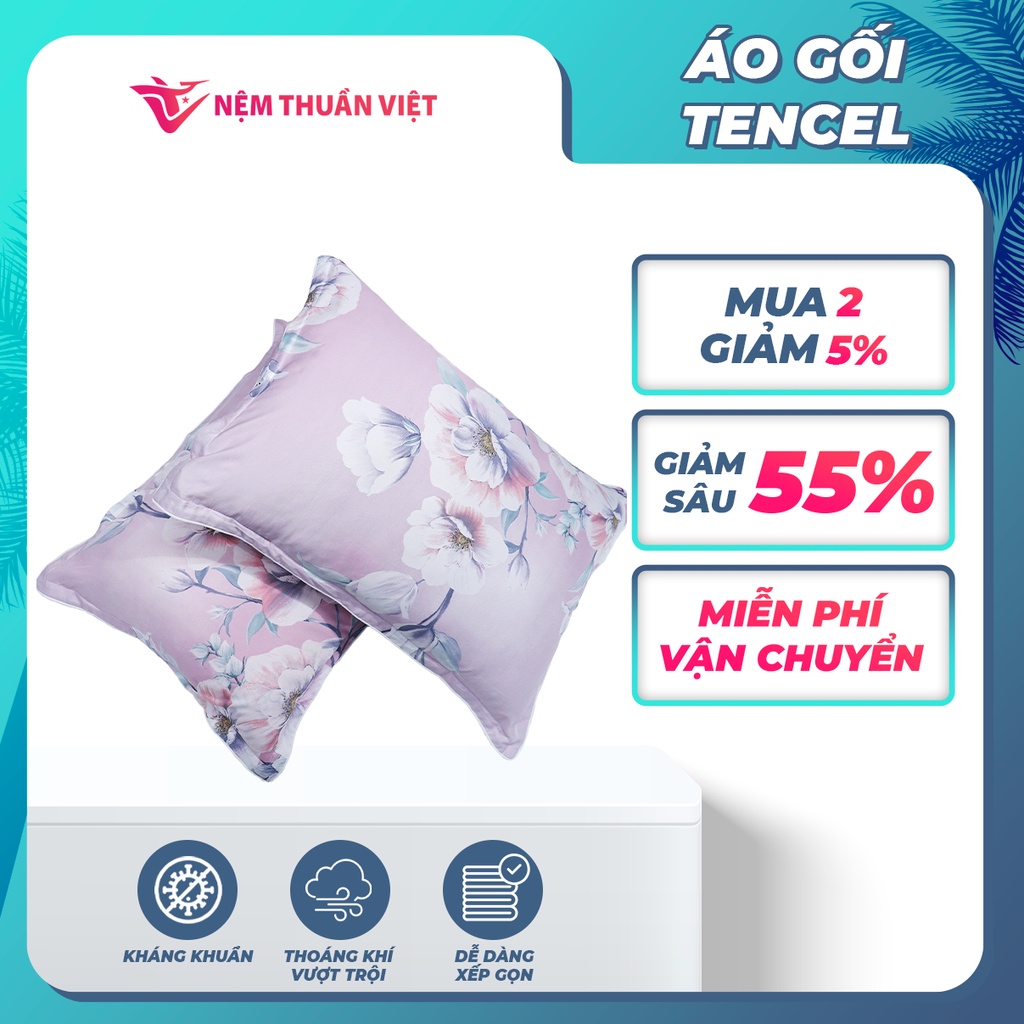 Vỏ áo gối nằm Tencel Thuần Việt cao cấp - Màu Ngẫu Nhiên