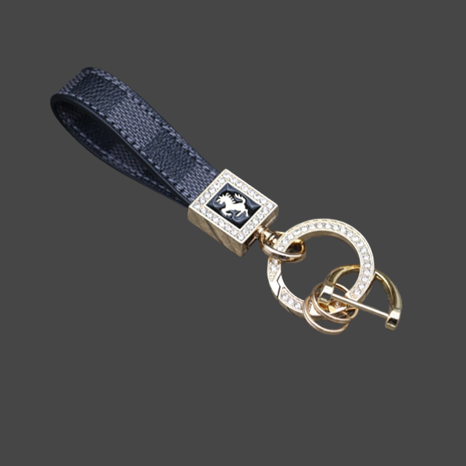 ✅ Móc Khóa Ô Tô Dây Da Cao Cấp Đính Đá Kim Cương