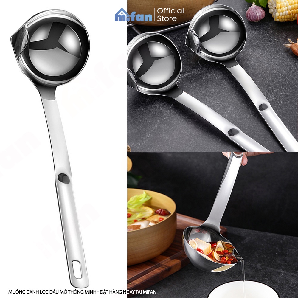 Muỗng Canh Lọc Dầu Mỡ Thông Minh Inox 304 Mifan - Hàng Chính Hãng