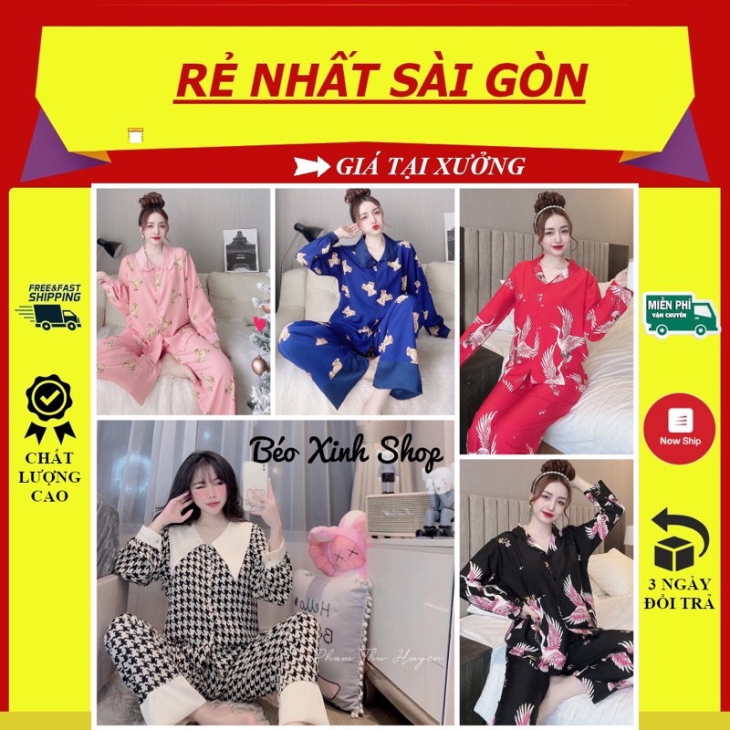 [FREESHIP ]Đồ  Bộ Pyjama Tay Dài phối Pyjama Bigsize  40-100kg  Bigsize lụa nhật  Phối Satin cao cấp