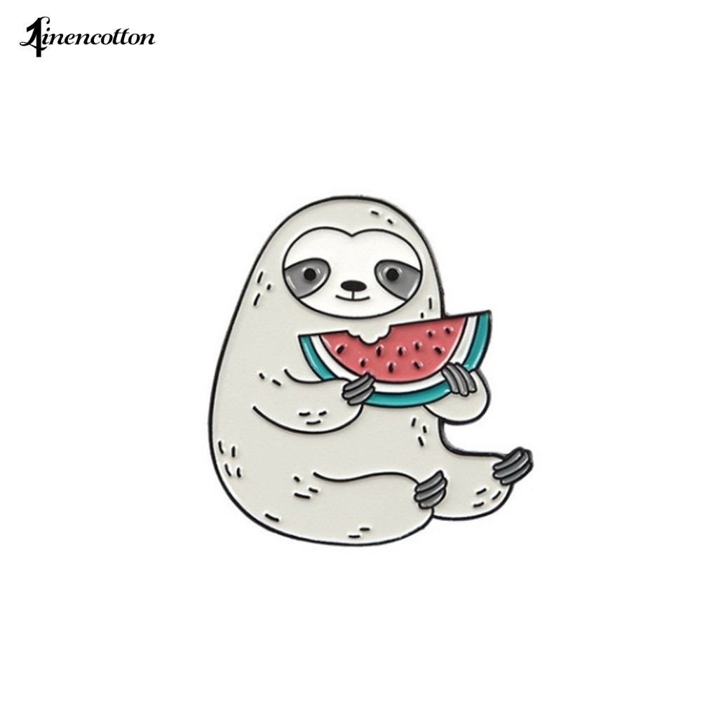 Sloth Eating Watermelon Enamel Lapel Badge Brooch Pin