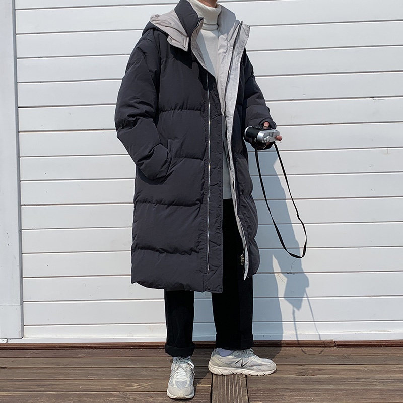 Áo phao nam dáng dài fom rộng có mũ thời trang phong cách hàn quốc