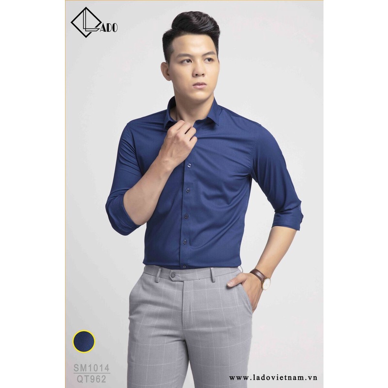 Áo sơ mi trơn bamboo cao cấp dài tay co giãn nhẹ LADO 1014