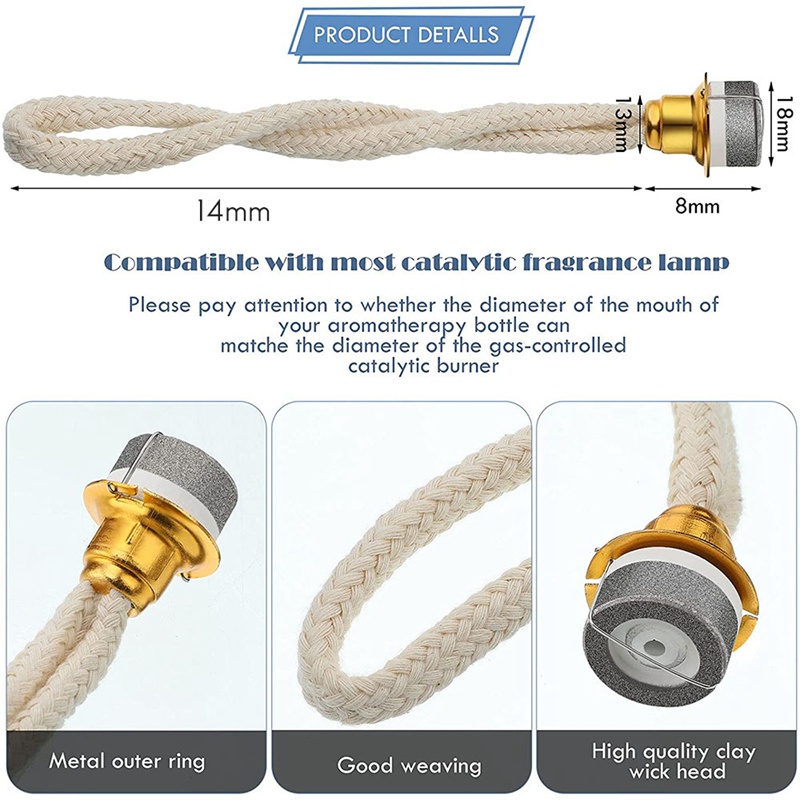 2 cái Đèn dầu Bấc Hương thơm Đèn dầu Bấc Thay thế Điều khiển không khí Đèn đốt xúc tác Bấc cho đầu đốt xúc tác