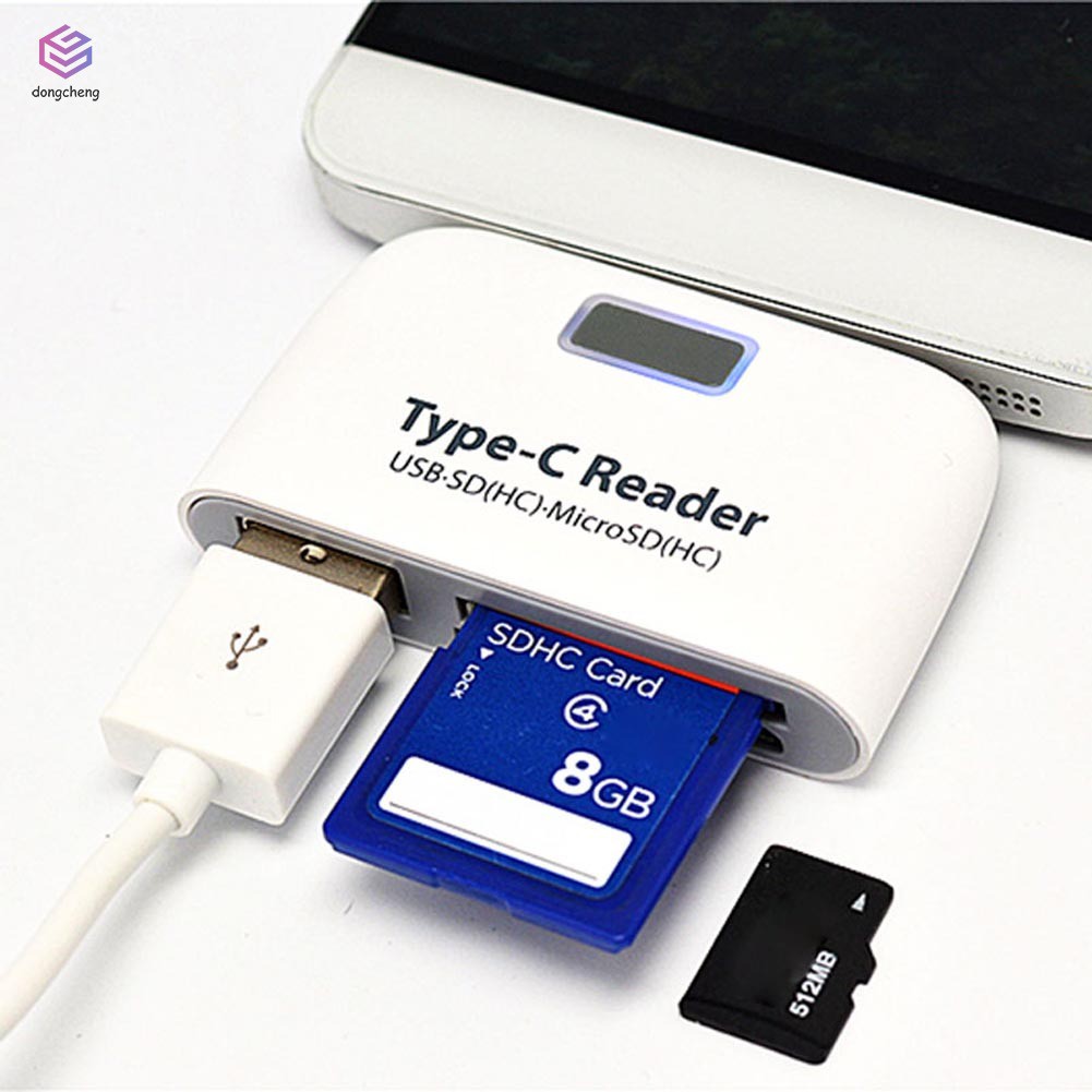 Đầu đọc thẻ nhớ 4 trong 1 OTG TF Micro SD có giác cắm USB Type-C dùng cho Macbook/điện thoại/máy tính bảng