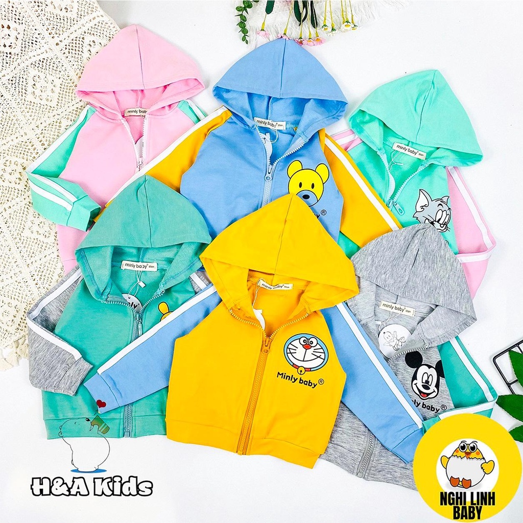 Áo Khoác Cho Bé Minly Baby Vải Da Cá In Hình Dễ Thương Size 7-28kg - Nghi Linh Baby