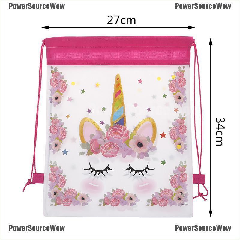 Balo Dây Rút In Hình Unicorn Dễ Thương Chất Liệu Polyester Kích Thước 25x25cm