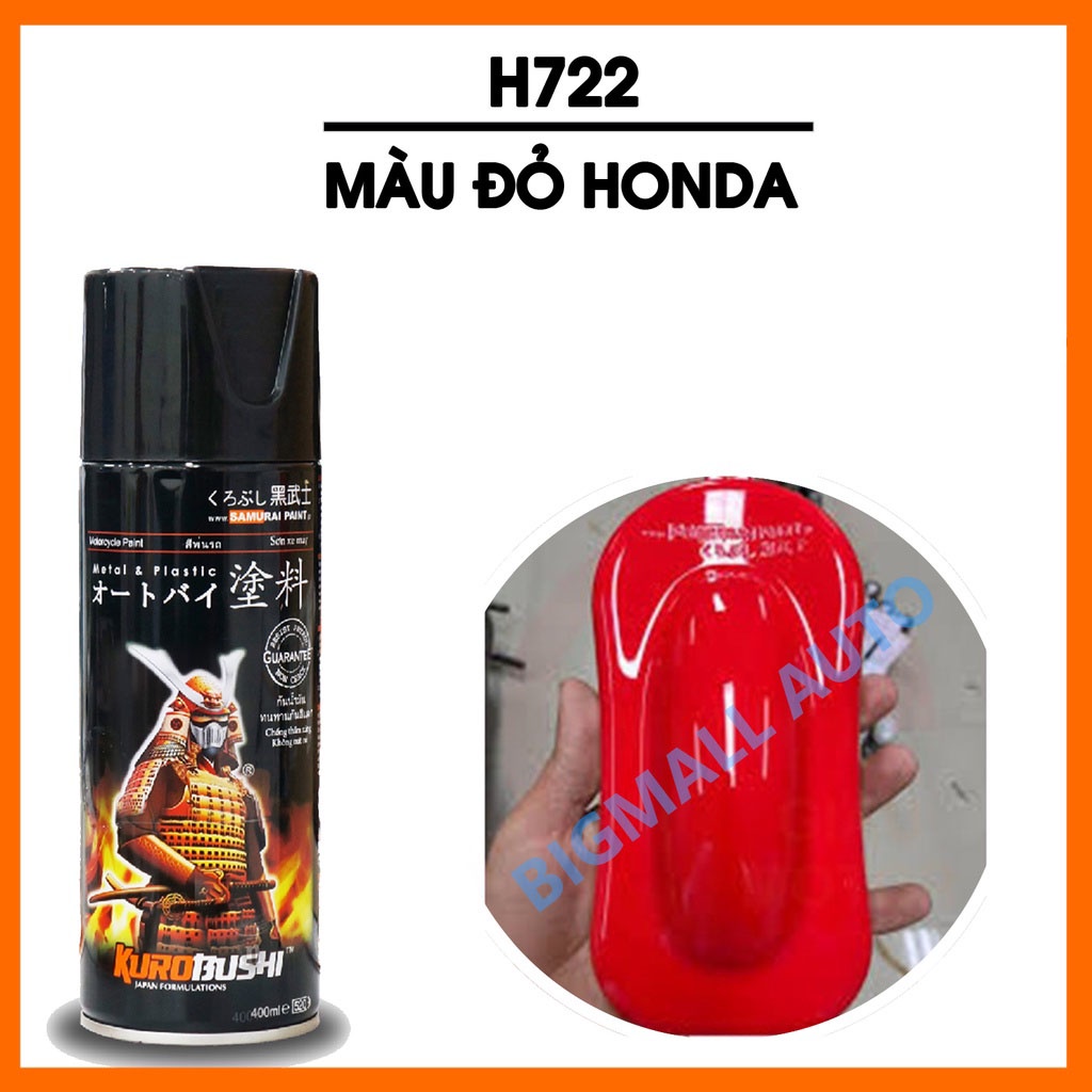 Sơn Samurai màu đỏ H722 chính hãng, sơn xịt dàn áo xe máy chịu nhiệt, chống nứt nẻ, kháng xăng