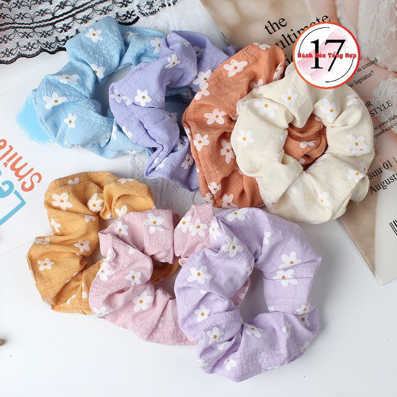 Dây cột tóc Scrunchies, buộc tóc vải hình hoa cúc đẹp