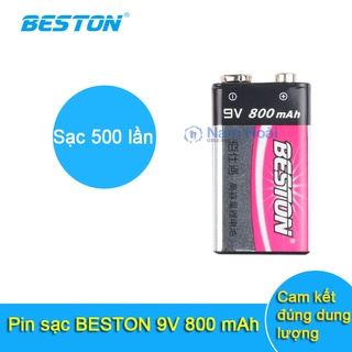 Pin sạc 9V Beston lithium 800 mah, bộ sạc pin vuông 9V dùng cho micro không dây, đồng hồ vạn năng, đồ chơi, bộ đàm