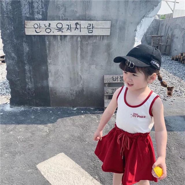 Bộ áo ba lỗ quần giả váy bé gái