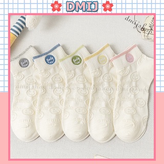 Set 5 đôi tất nữ cổ thấp họa tiết chữ Smile + gạch cổ T47