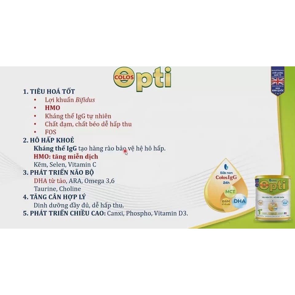 Sữa bột Colos Opti số 1+ 800g