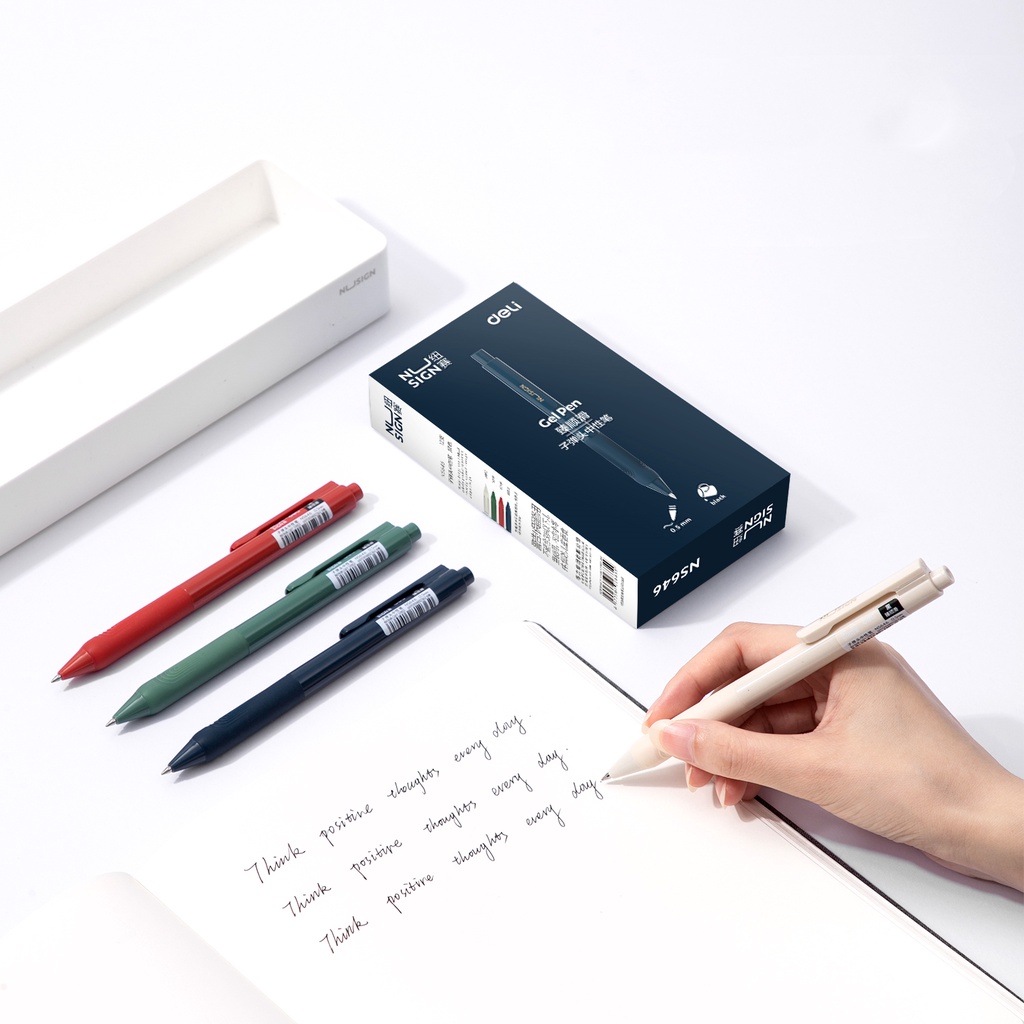 Bút Bi Gel Đen Ngòi 0.5mm Thiết Kế Thu Gọn Tiện Dụng