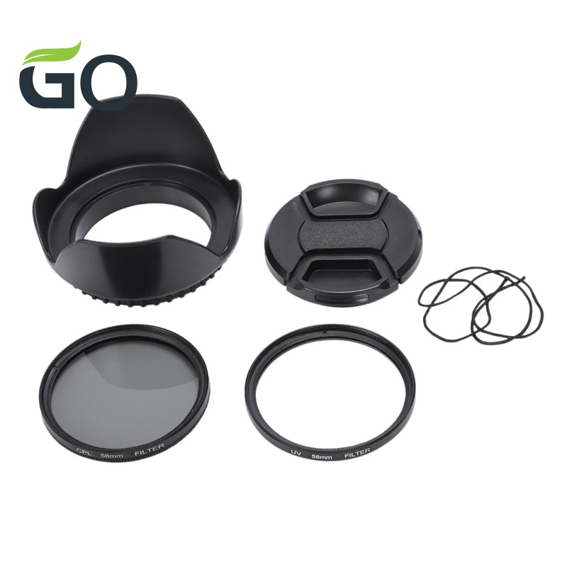 CPL UV Filter Kit 58mm for Canon EOS 700D 100D 600D 1200D Lens Hood