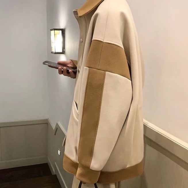 Áo khoác bóng chày dáng rộng thời trang cho nam nối tương phản áo khoác nam nam phong cách hàn quốc thời trang lỏng lẻo đơn giản áo khoác cặp đôi