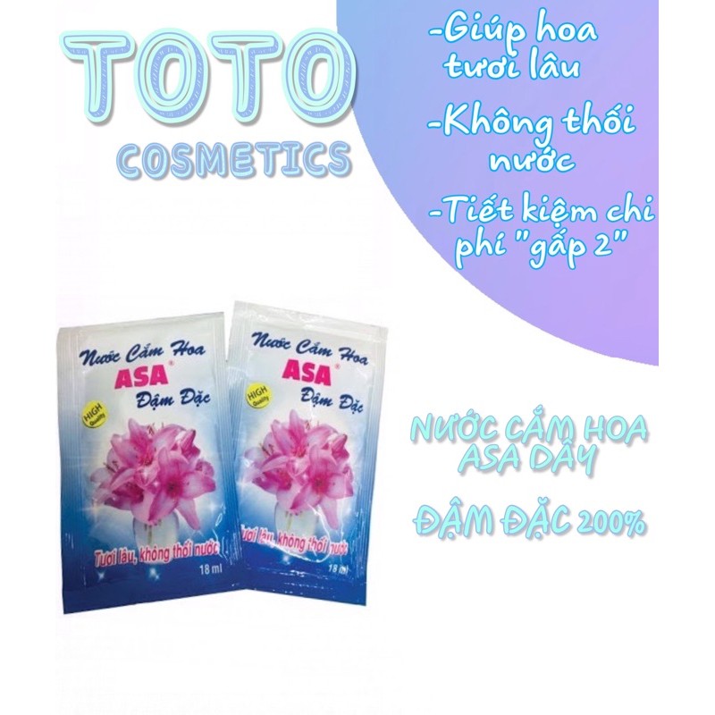 [1 DÂY- 10 GÓI] 1 DÂY NƯỚC CẮM HOA ASA 18ML (10 GÓI - 1 GÓI/18ML) Đ.ĐẶC 200%"GIỮ HOA TƯƠI LÂU , KO THỐI NƯỚC