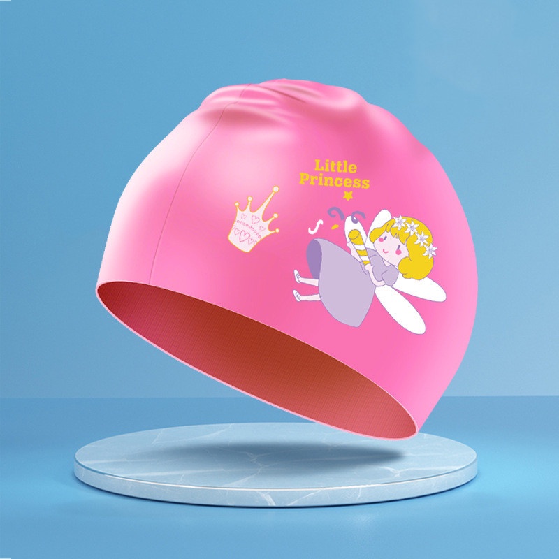 Mũ Bơi Silicon Chống Thấm Nước In Họa Tiết Hoạt Hình Dễ Thương Cho Bé