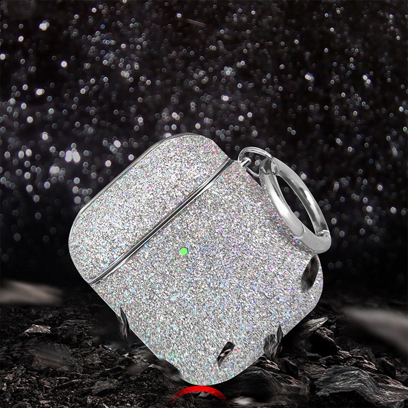 Vỏ Bảo Vệ Hộp Sạc Tai Nghe Airpods 1 2 3 Pro Đính Kim Cương Lấp Lánh Sang Trọng Kèm Móc Khóa