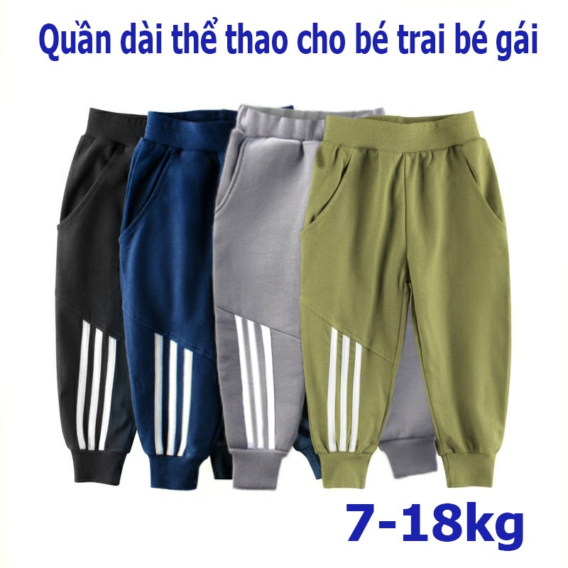 Quần dài thể thao thu đông kẻ sọc cho bé trai/ bé gái chất dày thu đông 8-18kg hàng chính hãng