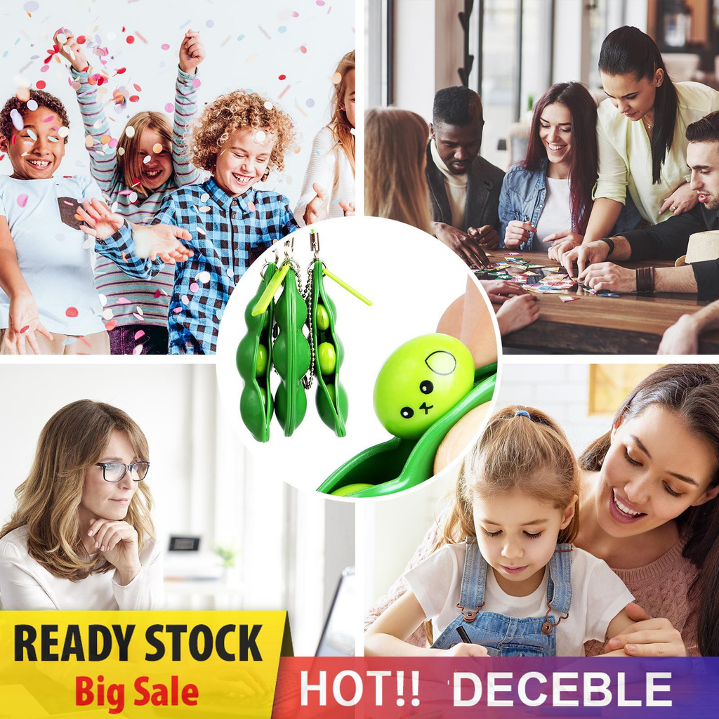 Pop It Fidget Đồ chơi Fidget Bean Đồ chơi, Stress Relieving Funny Facial Expression Soybean Keychain