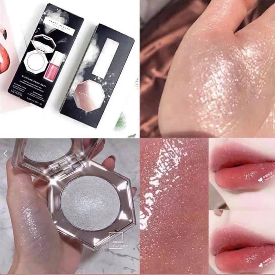 Set Fe.nty Diamond Bomb Baby Mini Lip Gloss & Highlighter + 2% phí shopee | BigBuy360 - bigbuy360.vn