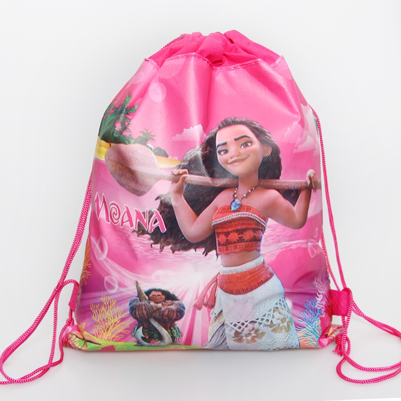 Balo đi học có dây rút bằng vải không dệt cao cấp in hoạt hình Hello Kitty/Mario/công chúa dễ thương