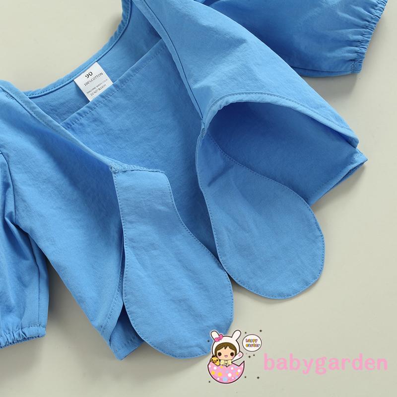 Bộ Áo Thun Tay Ngắn Màu Trơn Phối Chân Váy Chữ A Thời Trang Mùa Hè Dễ Thương Cho Bé Gái 2-7 Tuổi