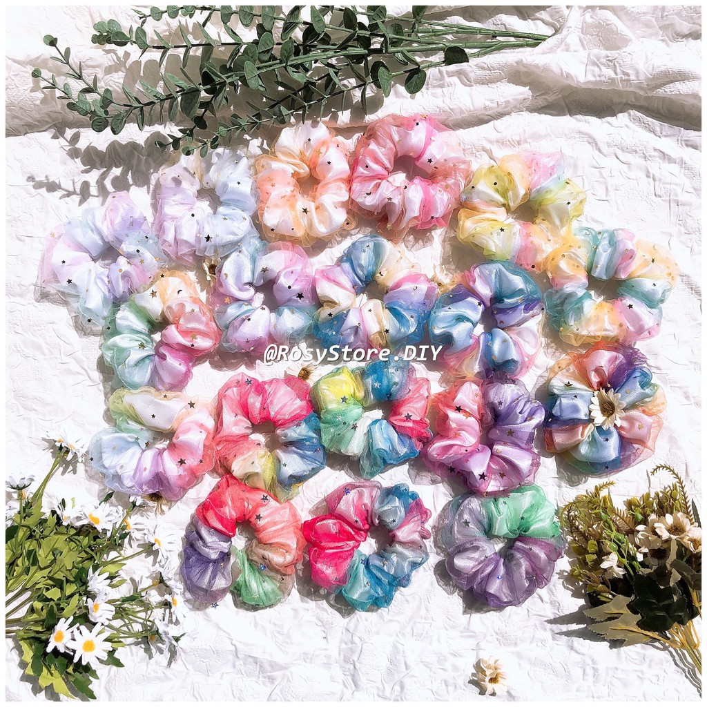 CỘT TÓC SCRUNCHIES GALAXY NGÀN SAO 2 lớp Limited Edition-THỜI TRANG HÀN QUỐC NỮ GIÁ RẺ ĐẸP