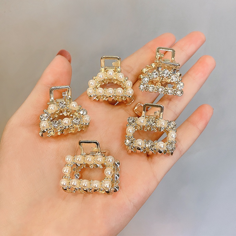 Kẹp tóc hợp kim đính đá và ngọc trai nhân tạo xinh xắn cho nữ