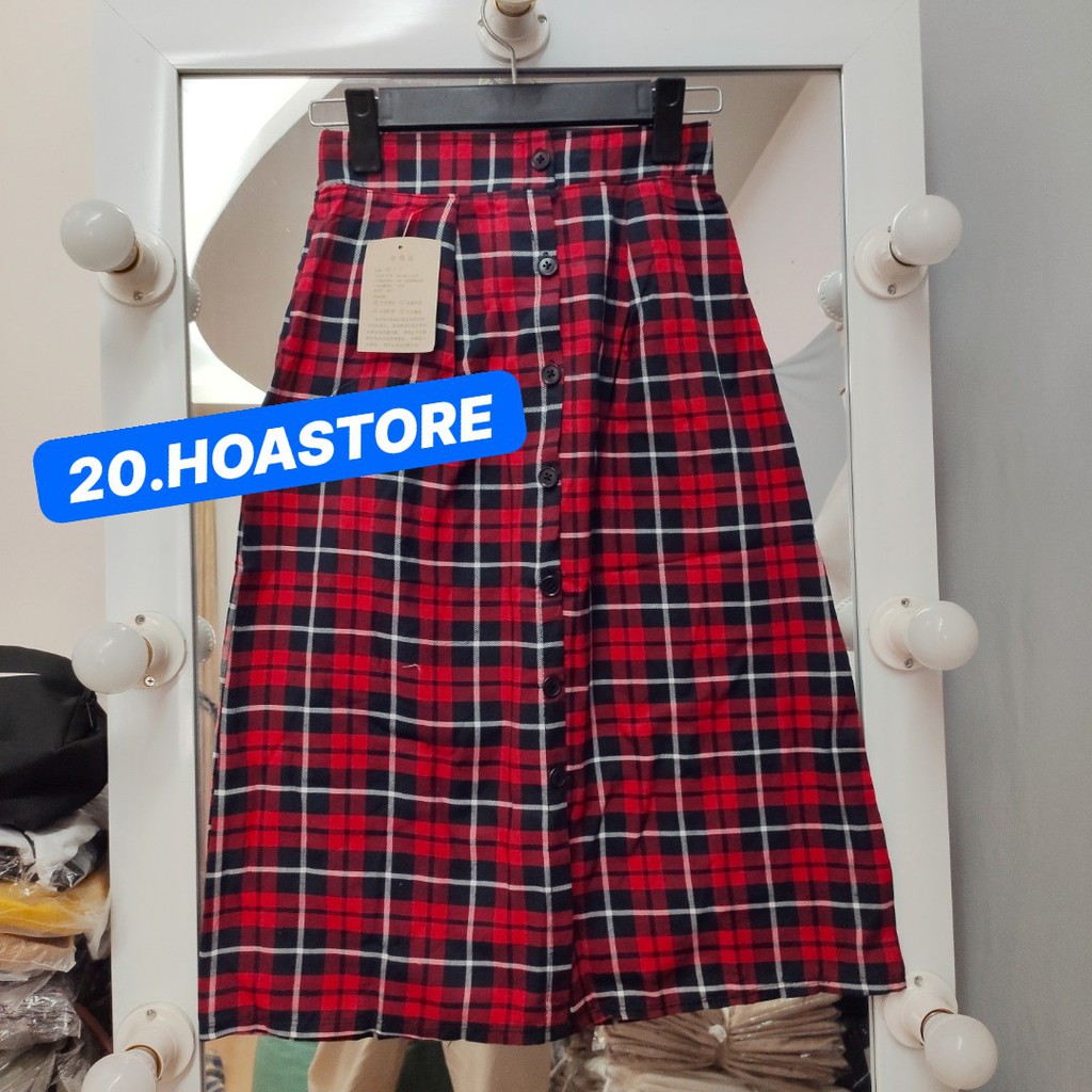 CHÂN VÁY MIDI CARO KẺ ĐỎ - CHÂN VÁY KẺ XANH DÀI ULZZANG | BigBuy360 - bigbuy360.vn