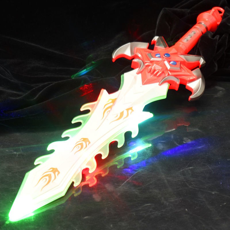 giá rẻ mới năm 2021> Đồ chơi kiếm trẻ em nhấp nháy laser vua của thánh vinh quang dao nhựa phát sáng đầy màu sắc