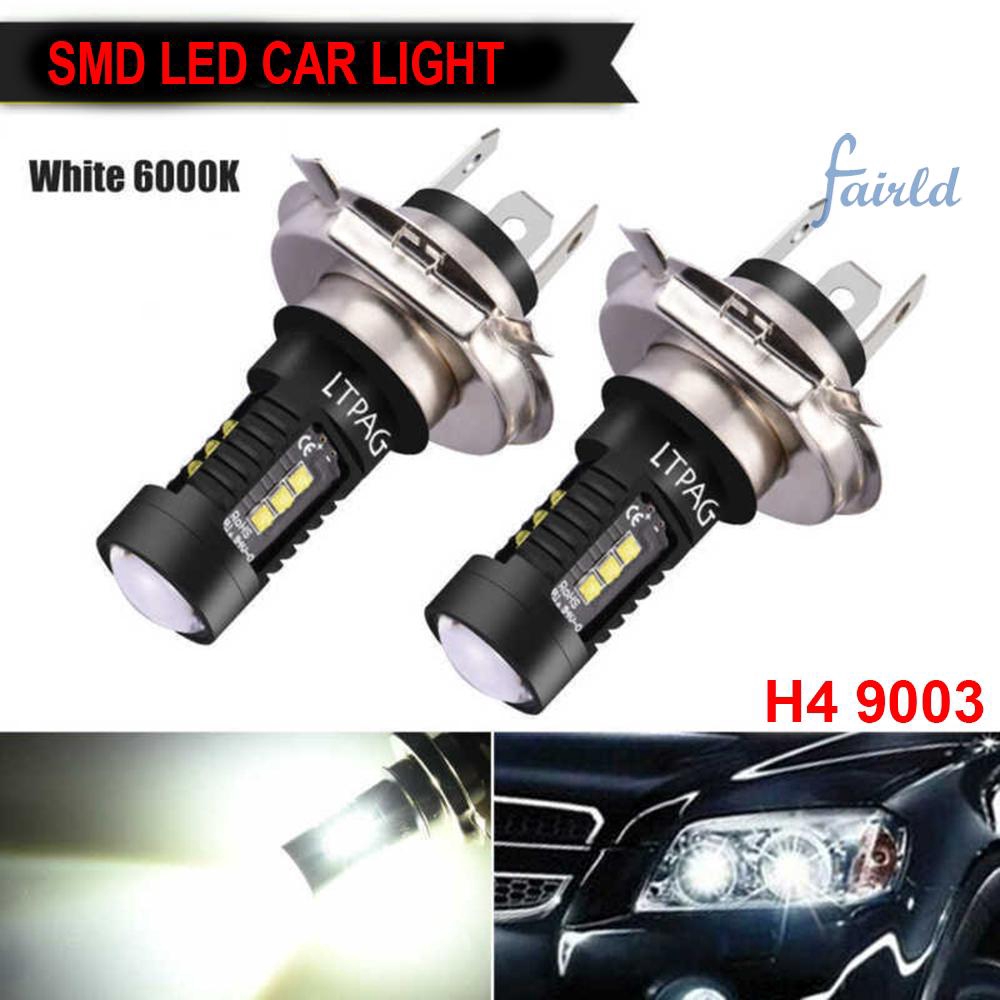 2 Bóng Đèn Pha Led H4 9003 60w 1800lm 6000k Cob Cho Xe Hơi
