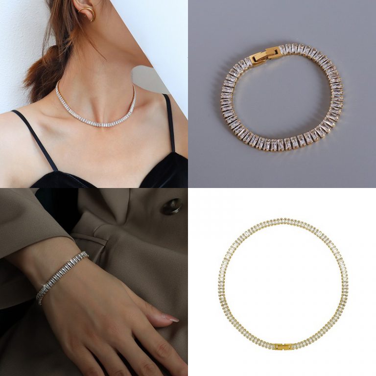 Bộ Trang Sức Nữ Lắc Tay Và Dây Chuyền Titan Không Rỉ Sang Trọng TT 4111