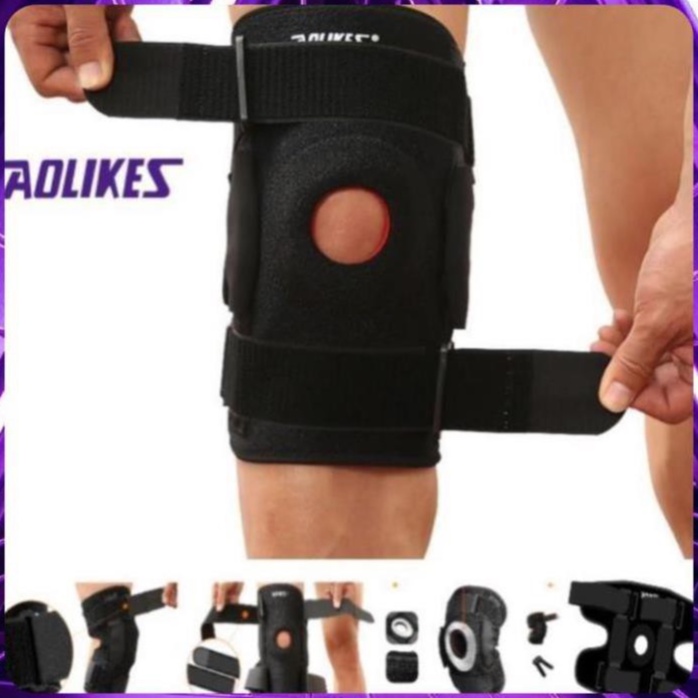 AOLIKES  HX 7907 - 1 cái - đai cuốn đầu gối có nẹp thép và đệm hơi silicone thoáng khí, chuyên gym, chính hãng.