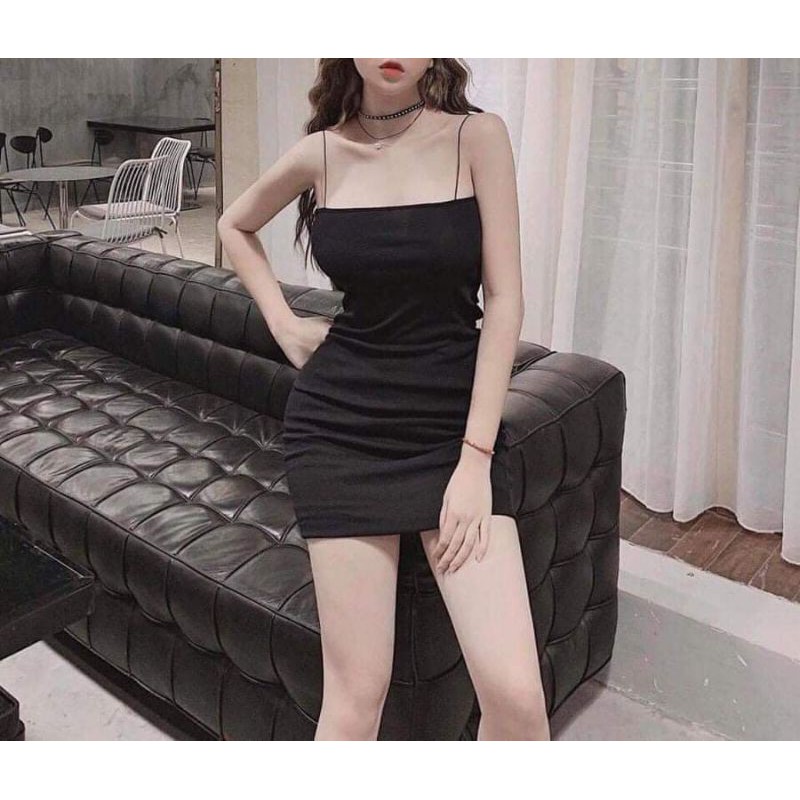 Váy 2 dây sợi bún dáng ngắn