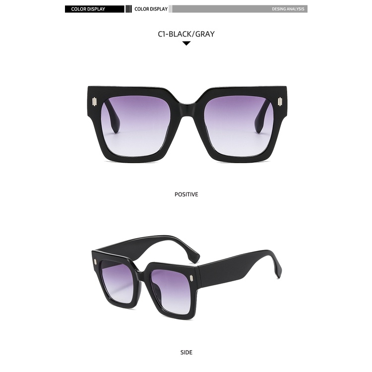 Kính mát gọng vuông cỡ lớn làm từ kim loại phong cách Âu Mỹ thời trang 2021 cho nam và nữ