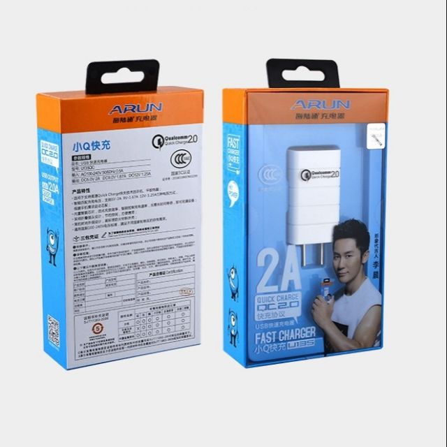 Cóc sạc nhanh 1 cổng Arun U135QC hỗ trợ QC 2.0 chính hãng
