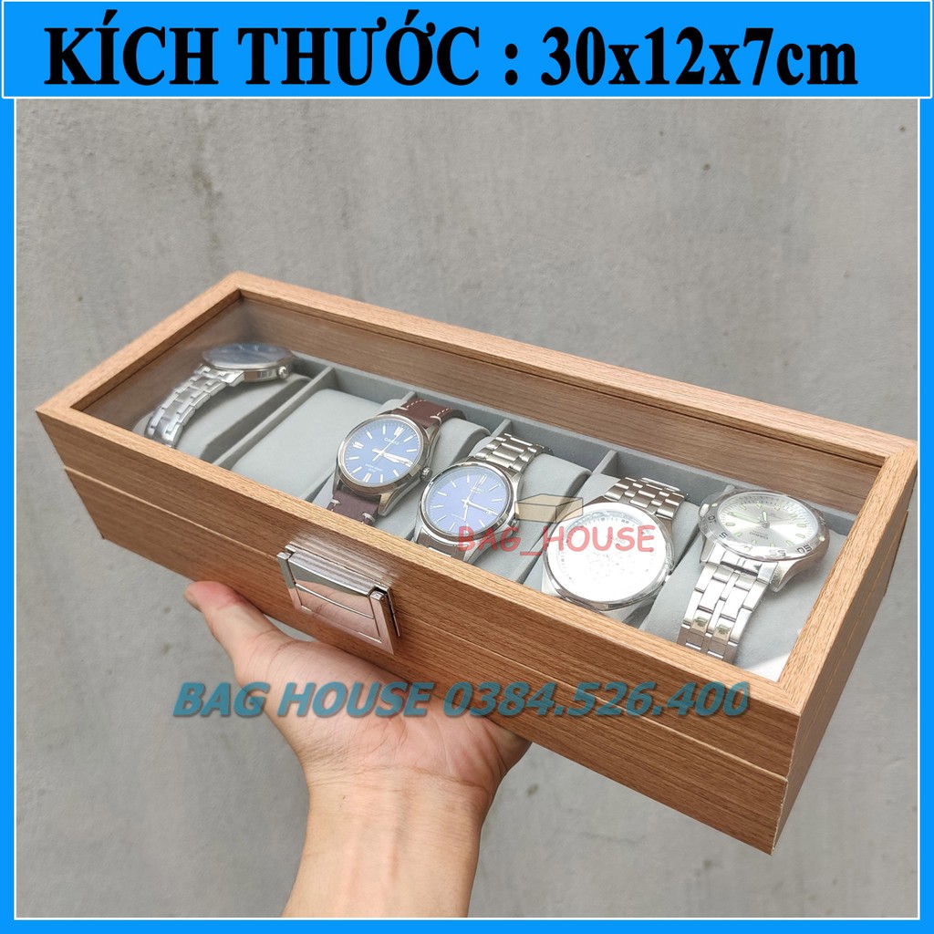 Hộp đựng đồng hồ Freeship Hộp đựng 6 chiếc đồng hồ bằng gỗ mẫu mới 2020