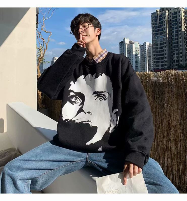 Áo Sweater Tay Dài Cổ Tròn Lót Nhung Phong Cách Hiphop Cho Nam