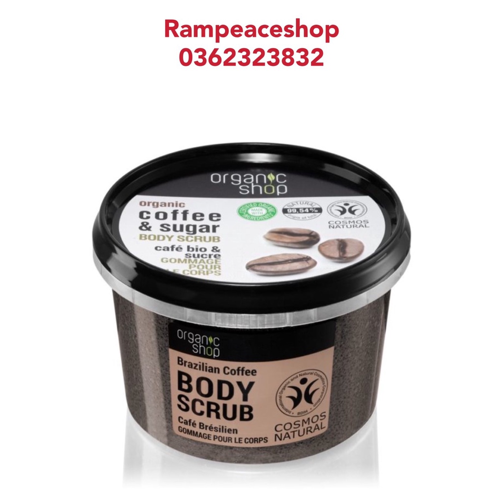 Tẩy Tế Bào Chết Toàn Thân Organic Shop Organic Coffee & Sugar Body Scrub (250ml) - Mẫu mới