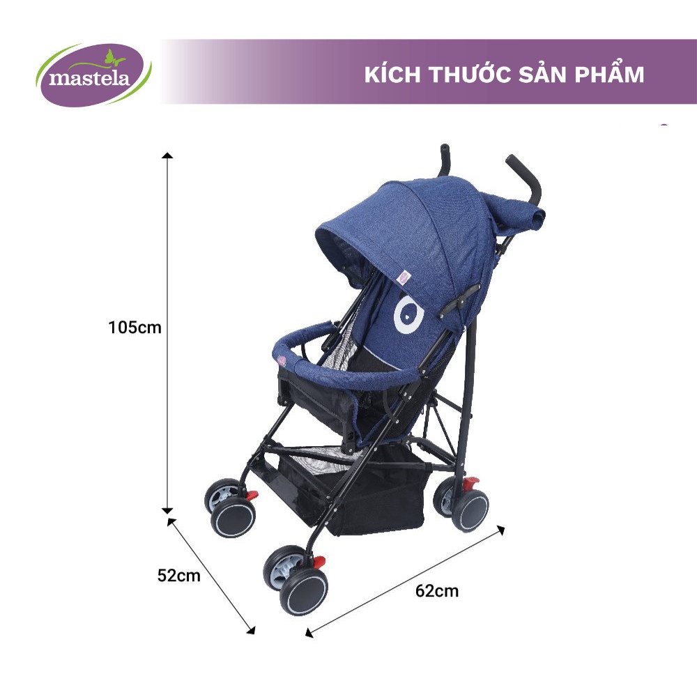 Xe đẩy cho bé gấp gọn siêu thoáng, siêu bền lưới chống tia UV gấp gọn hình ô Mastela
