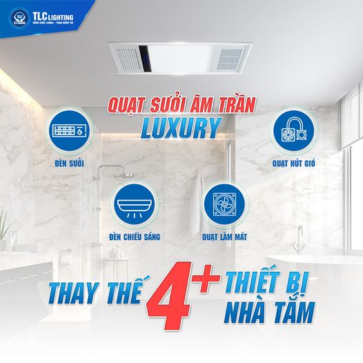 Quạt sưởi âm trần KAW-TLC 2500W - đa năng làm ấm nhanh, hiện đại, 4 chức năng, có làm mát