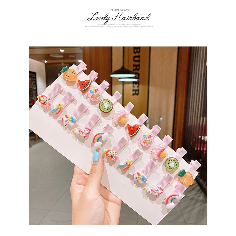Set 5 cái kẹp tóc cho bé gái hoạt hình dễ thương, kẹp bọc vải không gây đau tóc