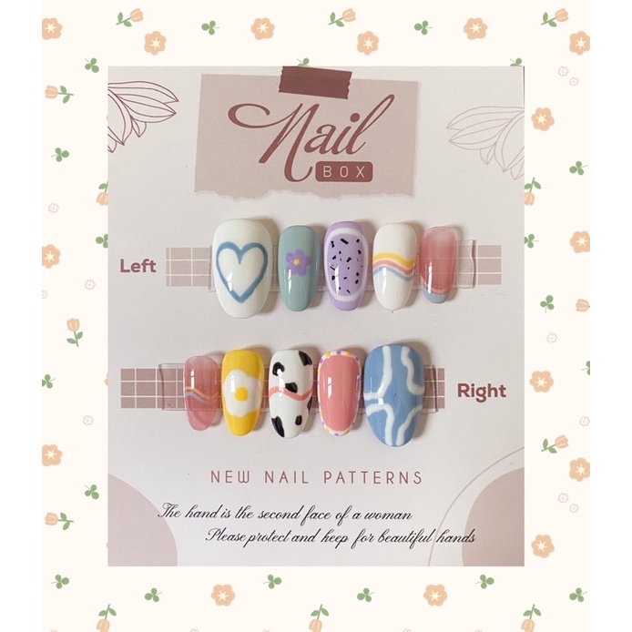 Nailbox móng úp thiết kế màu mè đồ đó ( theo số đo)